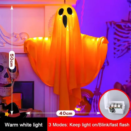 Halloween Party LED Glow Ghost Home Indoor Outdoor Decoration Supplies 2024 Haunted House Bar Hanging Horror Props with Lights